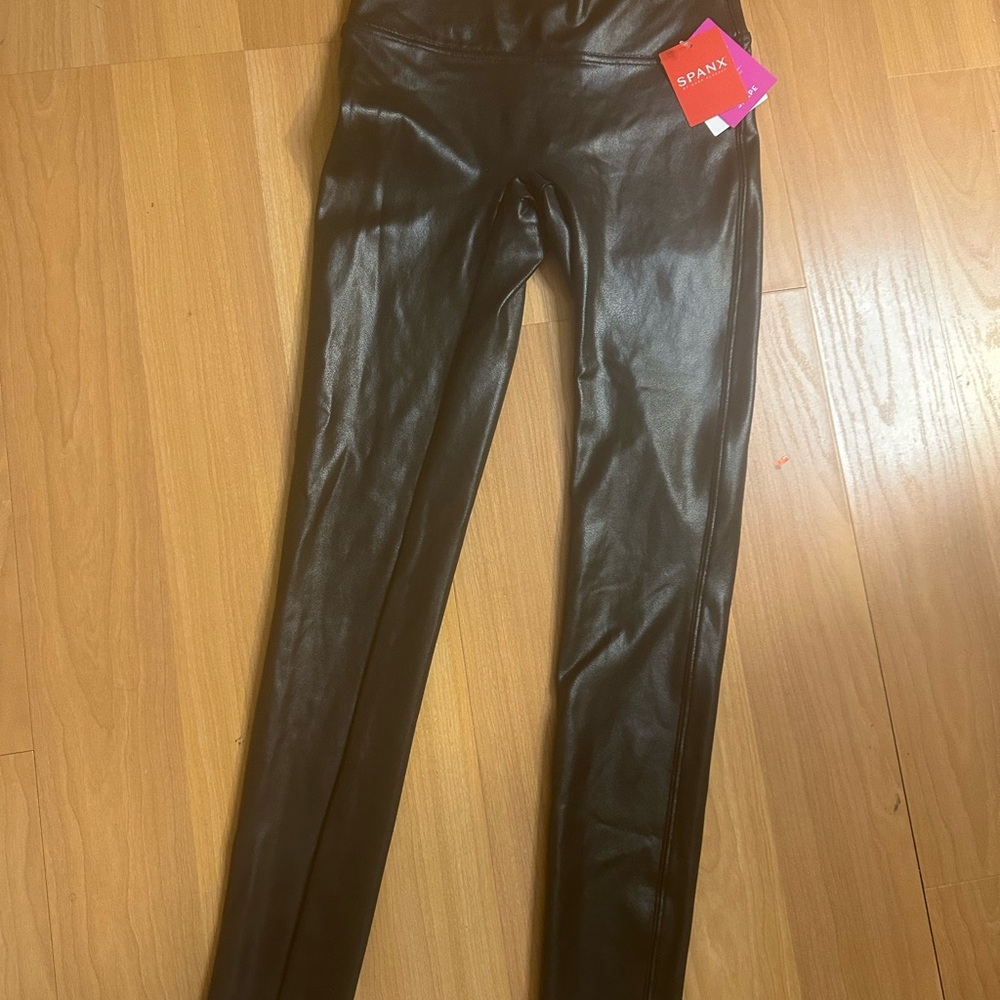 SPANX Women's Chocolate Faux Leather Jeggings